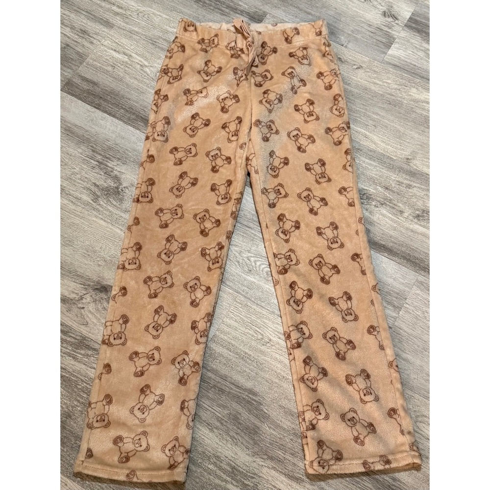 Faded Rose Women's Pajama Pants Size S Plush Teddy‎ Bear Print Lounge Bottoms